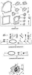 Oil Guard Hole Cover, Gasket Sets, Carb Overhaul Kit Diagram and Parts List for 085 169110100-GMT Cub Cadet Generator
